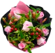 V-Day Bouquet “Baby Love” composition: 

Pink Roses, Hypericum Red, Phytosporum, Alstroemerias Hot Pink 
